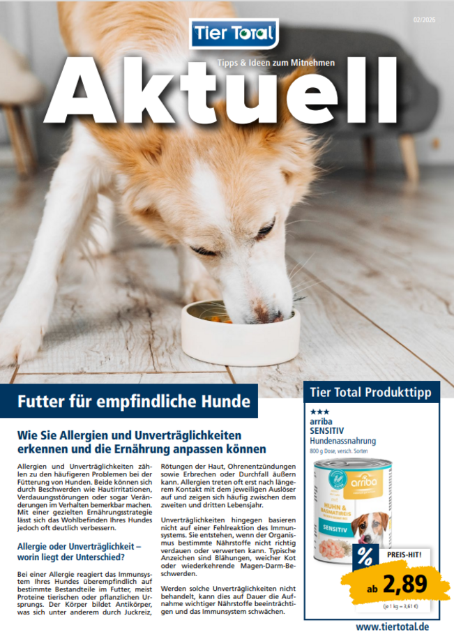 Hier unsere aktuelle Werbung entdecken! Futter für empfindliche Hunde
